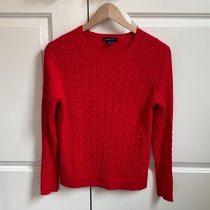 Lands' End Bright Red Cable Knit Sweater